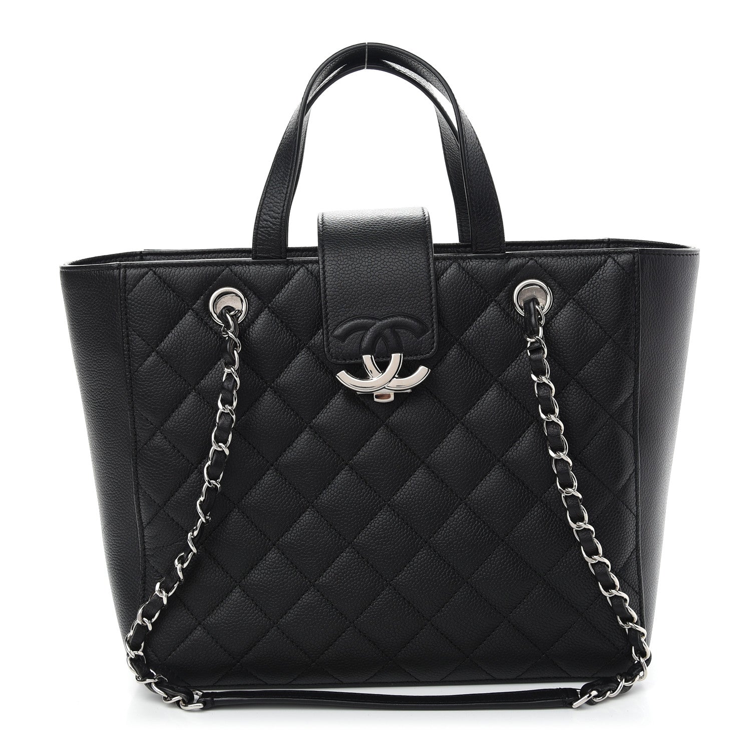 Chanel Caviar Quilted Small CC Box Shopping Tote Black 1 of 9