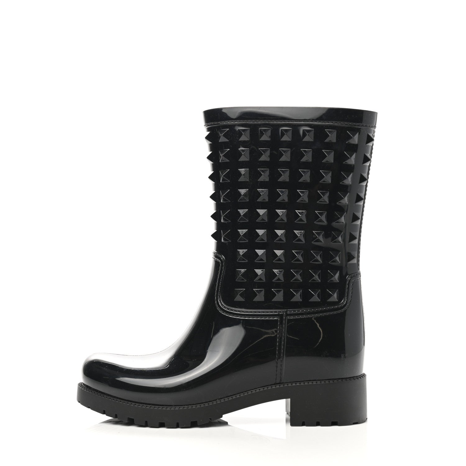 Valentino Garavani Rubber Rockstud Short Rainboots 36 Black 1 of 6