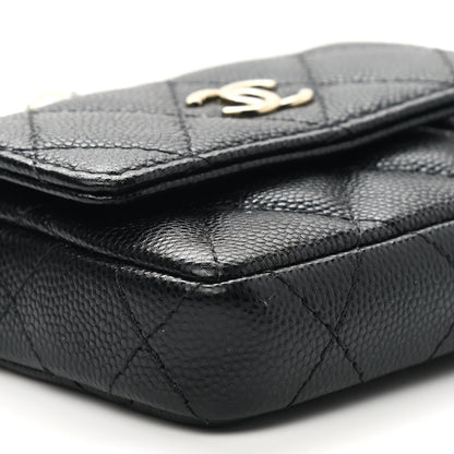 Chanel Caviar Quilted Mini Pearl On Top Coin Purse With Chain Black 10 of 14