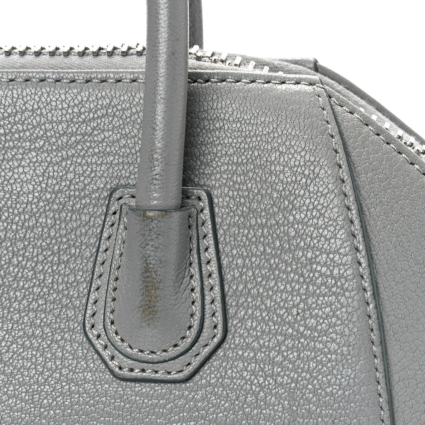 Sugar Goatskin Mini Antigona Pearl Grey