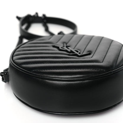 Saint Laurent Calfskin Matelasse Chevron Round Vinyle Camera Bag Black 7 of 8