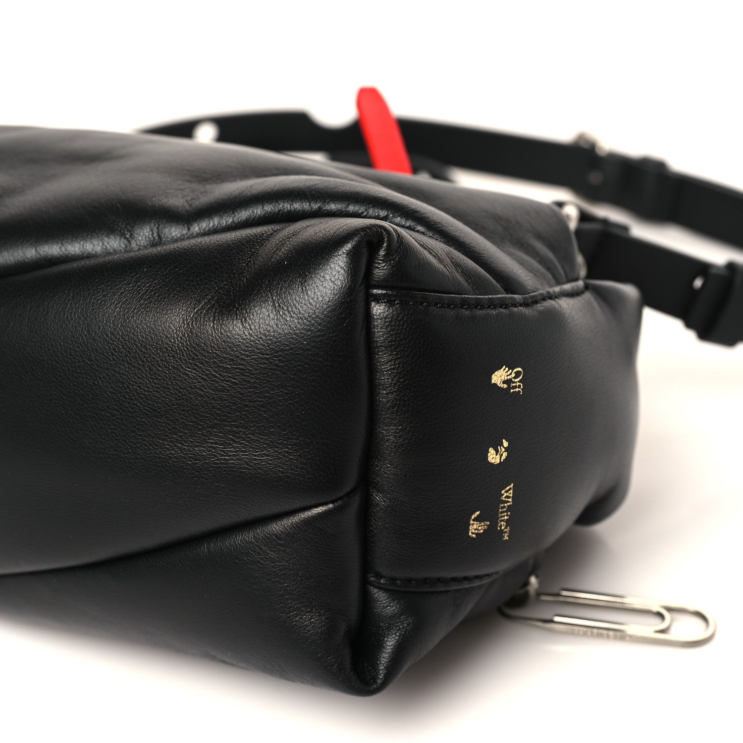 Off-White Calfskin Puffy Pump Pouch Crossbody Bag Black 9 of 10