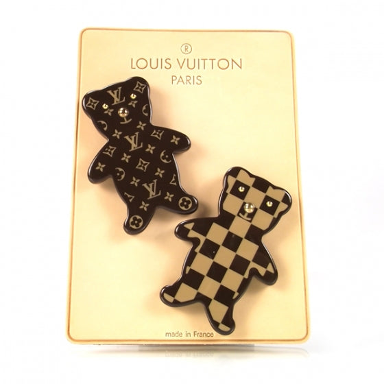 Louis Vuitton Monogram Damier Teddy Bear Brooch Set 1 of 7