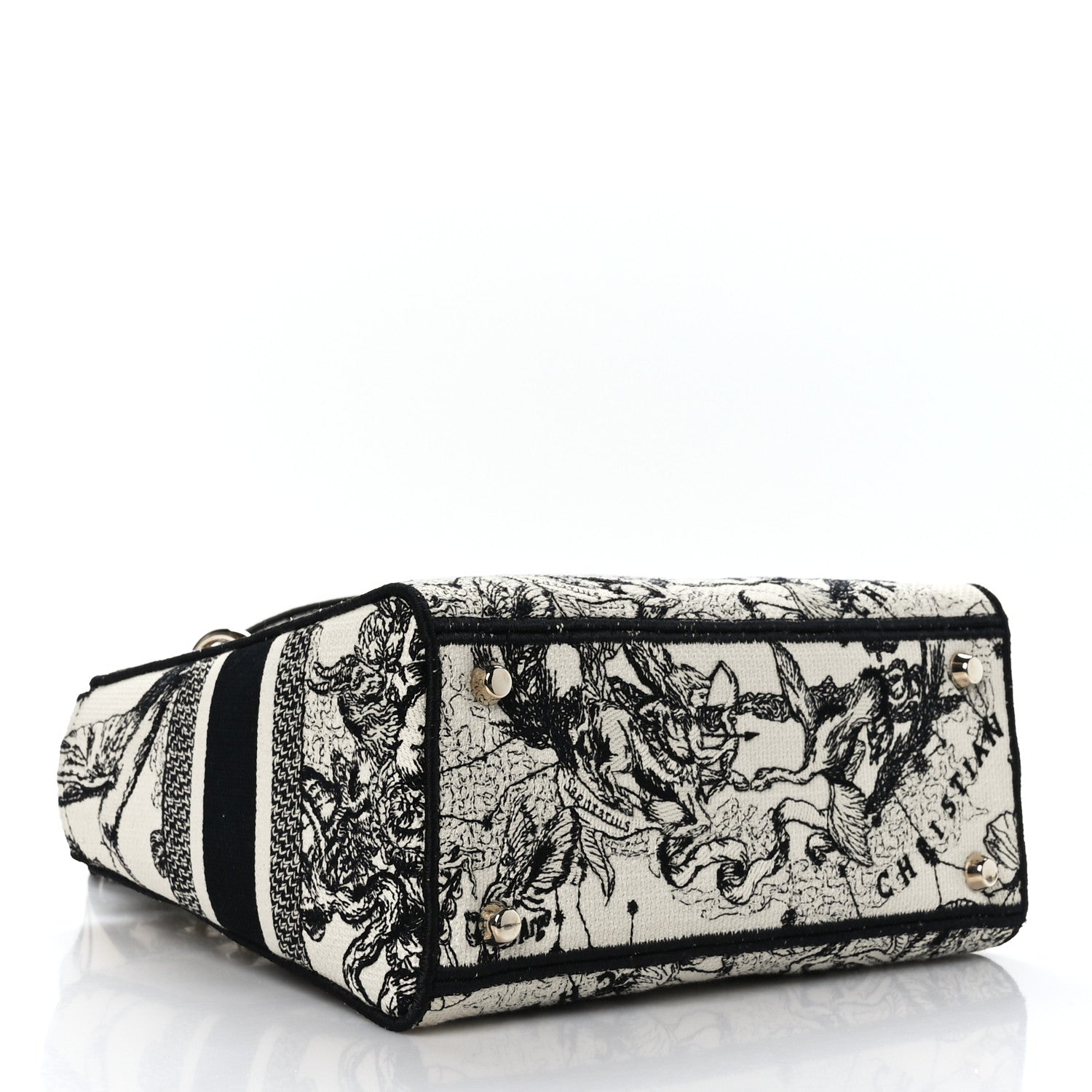 Christian Dior Canvas Embroidered Zodiac Toile De Jouy Medium Lady D-Lite Latte 4 of 8