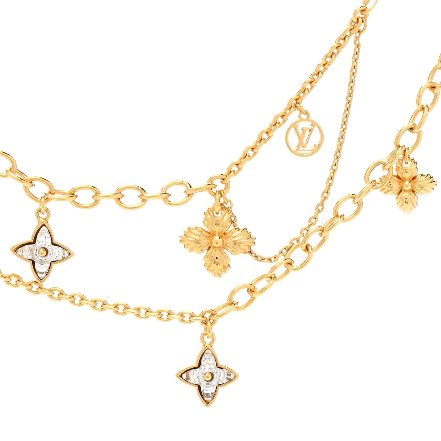 Louis Vuitton Metal Blooming Strass Necklace Gold 4 of 7