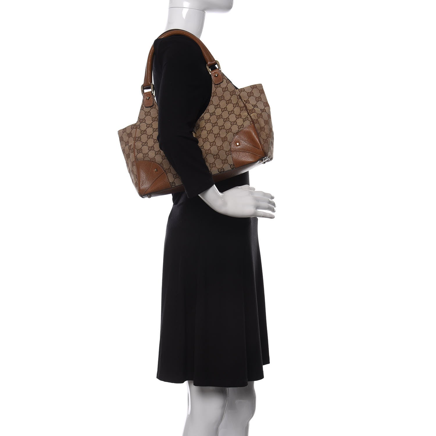 Gucci Monogram Calfskin Large Bardot Shoulder Bag Brown 2 of 10