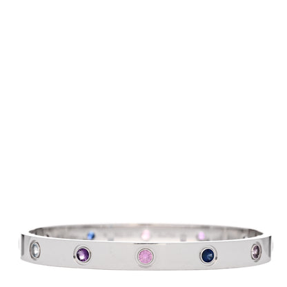Cartier 18K White Gold Aquamarine Sapphire Spinel Amethyst LOVE Bracelet 16 1 of 6