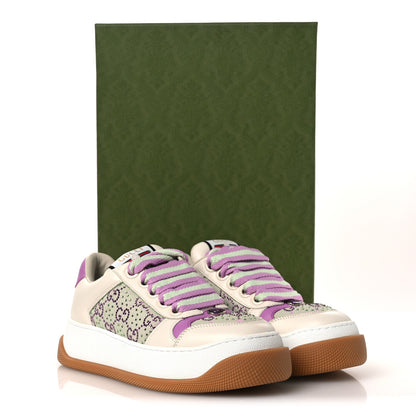 Gucci Nappa Charlotte Canvas Crystal GG Monogram Womens Screener 50mm Sneakers 37.5 Off White 11 of 11