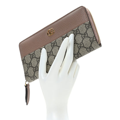 Gucci Dollar Calfskin GG Supreme Monogram GG Marmont Zip Around Wallet Porcelain Rose Beige Ebony 2 of 7