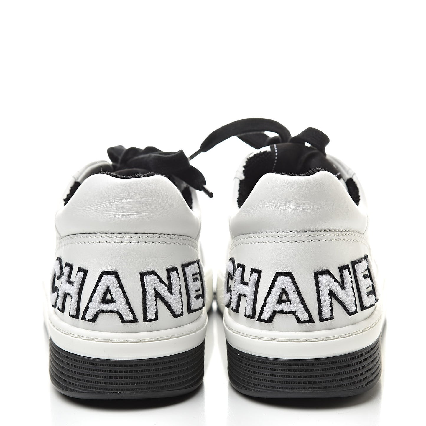 Calfskin Womens Logo Sneakers 39 Black White