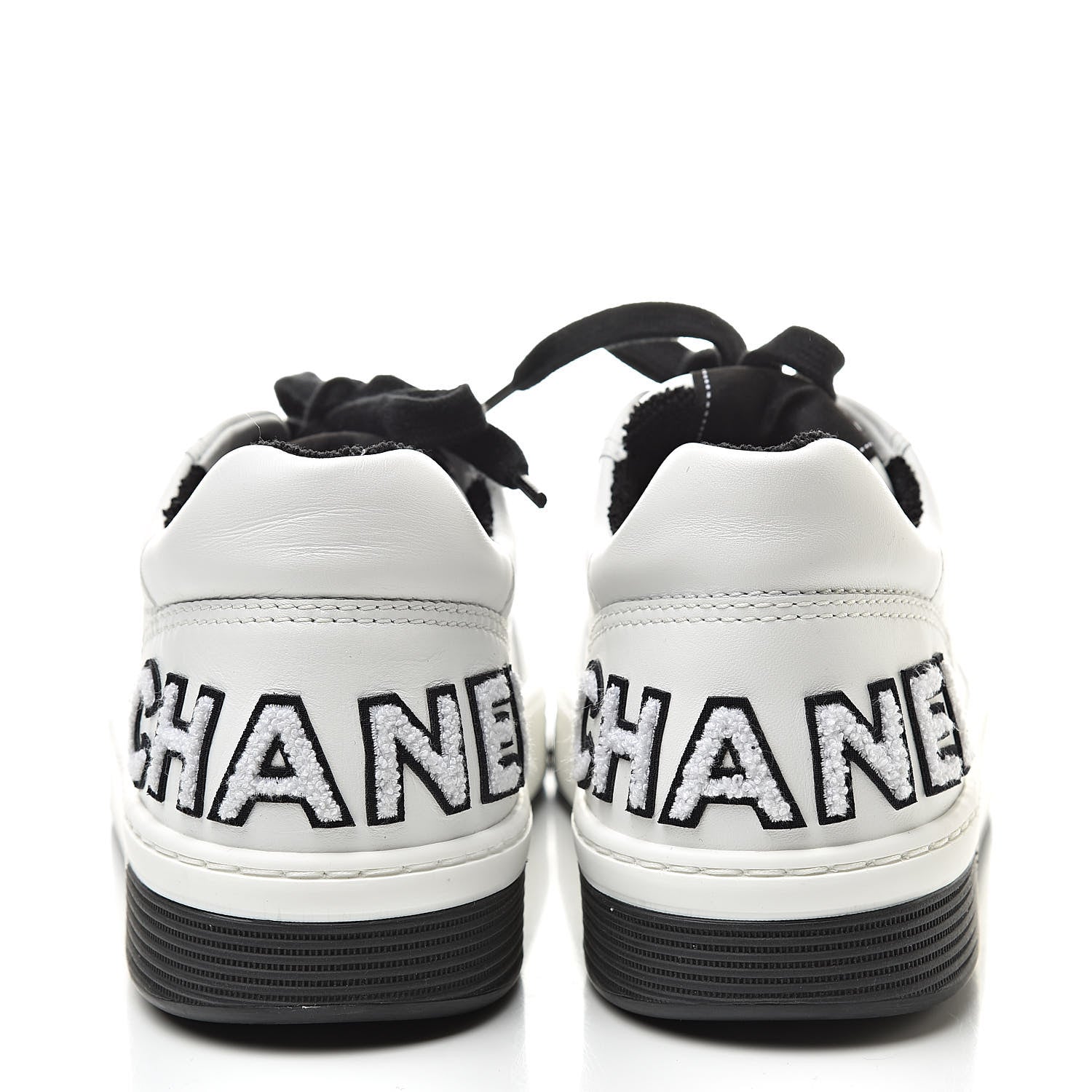 Chanel Calfskin Womens Logo Sneakers 39 Black White 5 of 9