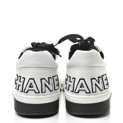 Chanel Calfskin Womens Logo Sneakers 39 Black White 5 of 9