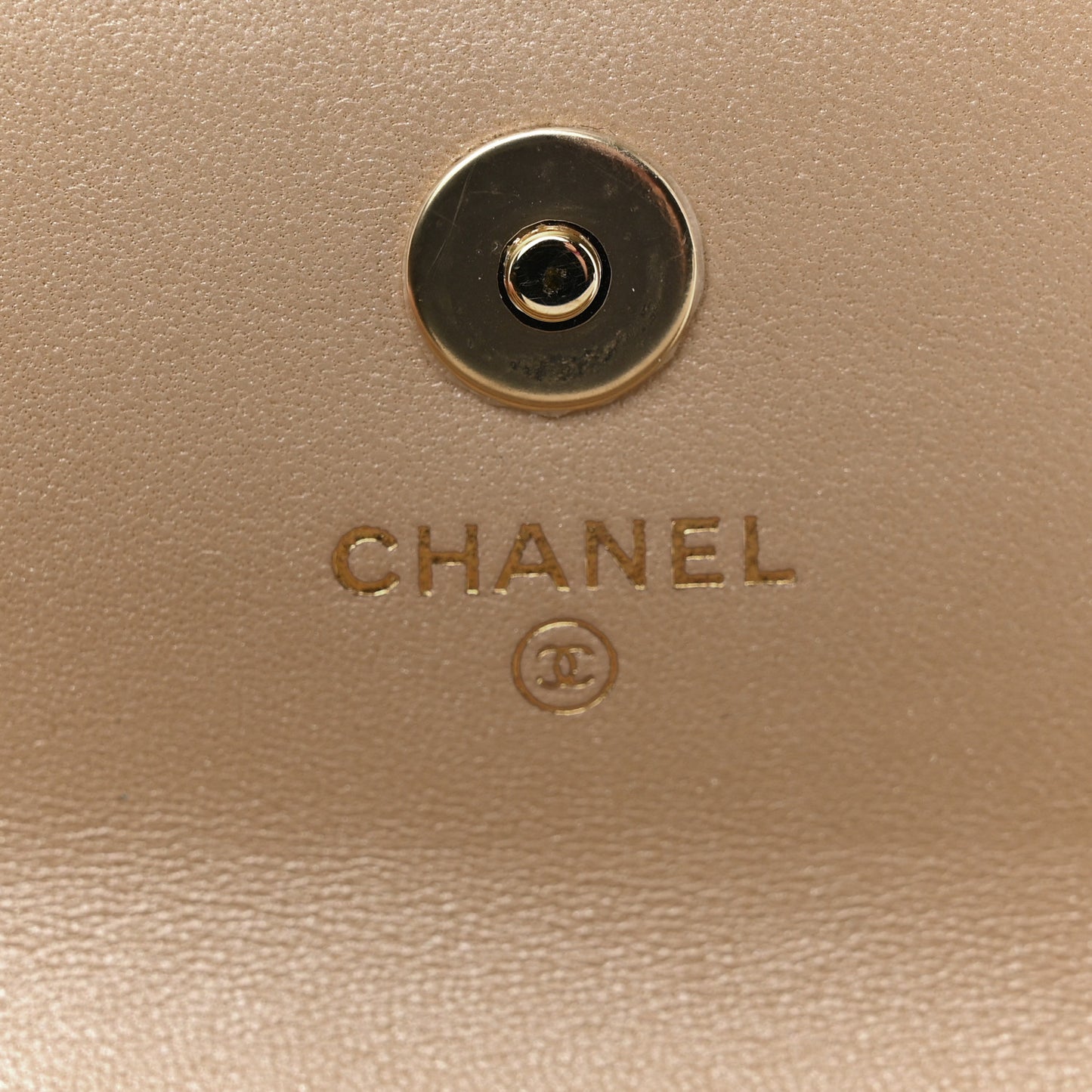 Lambskin Quilted Pearl My Shoulder Mini French Wallet On Chain WOC Light Beige