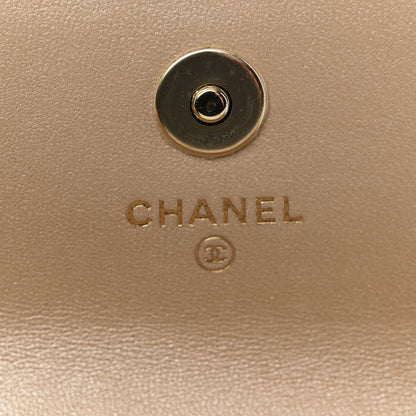 Chanel Lambskin Quilted Pearl My Shoulder Mini French Wallet On Chain WOC Light Beige 6 of 12