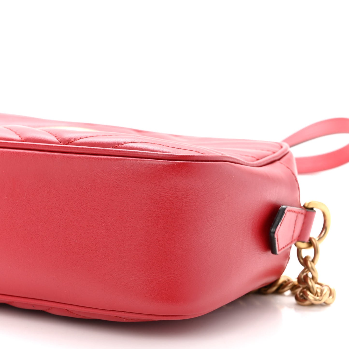 Calfskin Matelasse Small GG Marmont Chain Shoulder Bag Hibiscus Red