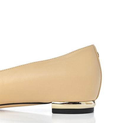 Chanel Lambskin Pearl Bow Ballerina Flats 40 Beige Black 11 of 18