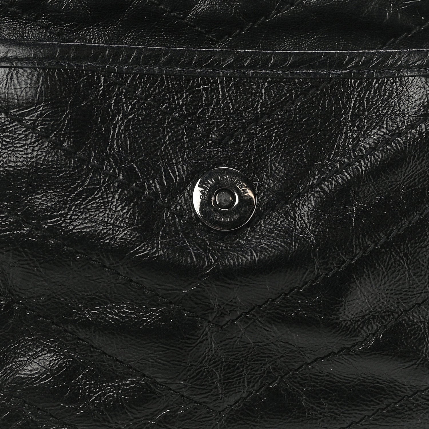Saint Laurent Crinkled Calfskin Matelasse Monogram Medium Niki Chain Satchel Black 12 of 15