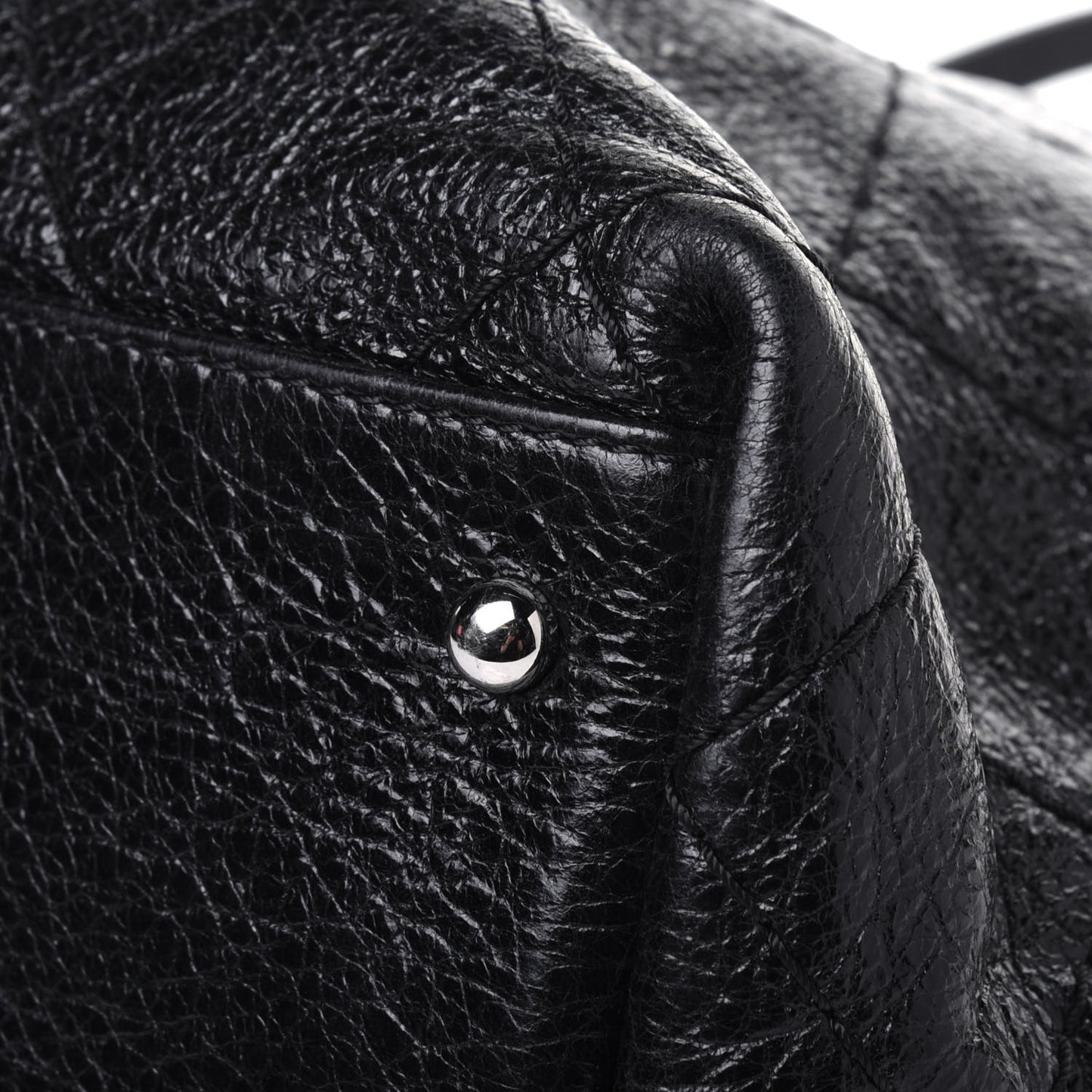 Glazed Calfskin Large On The Road Tote Black