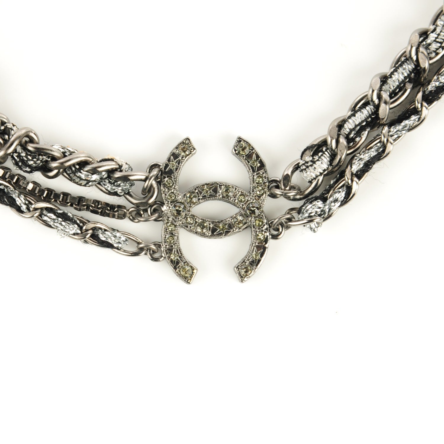 Chanel Tweed Chain CC Head Band Black 3 of 6