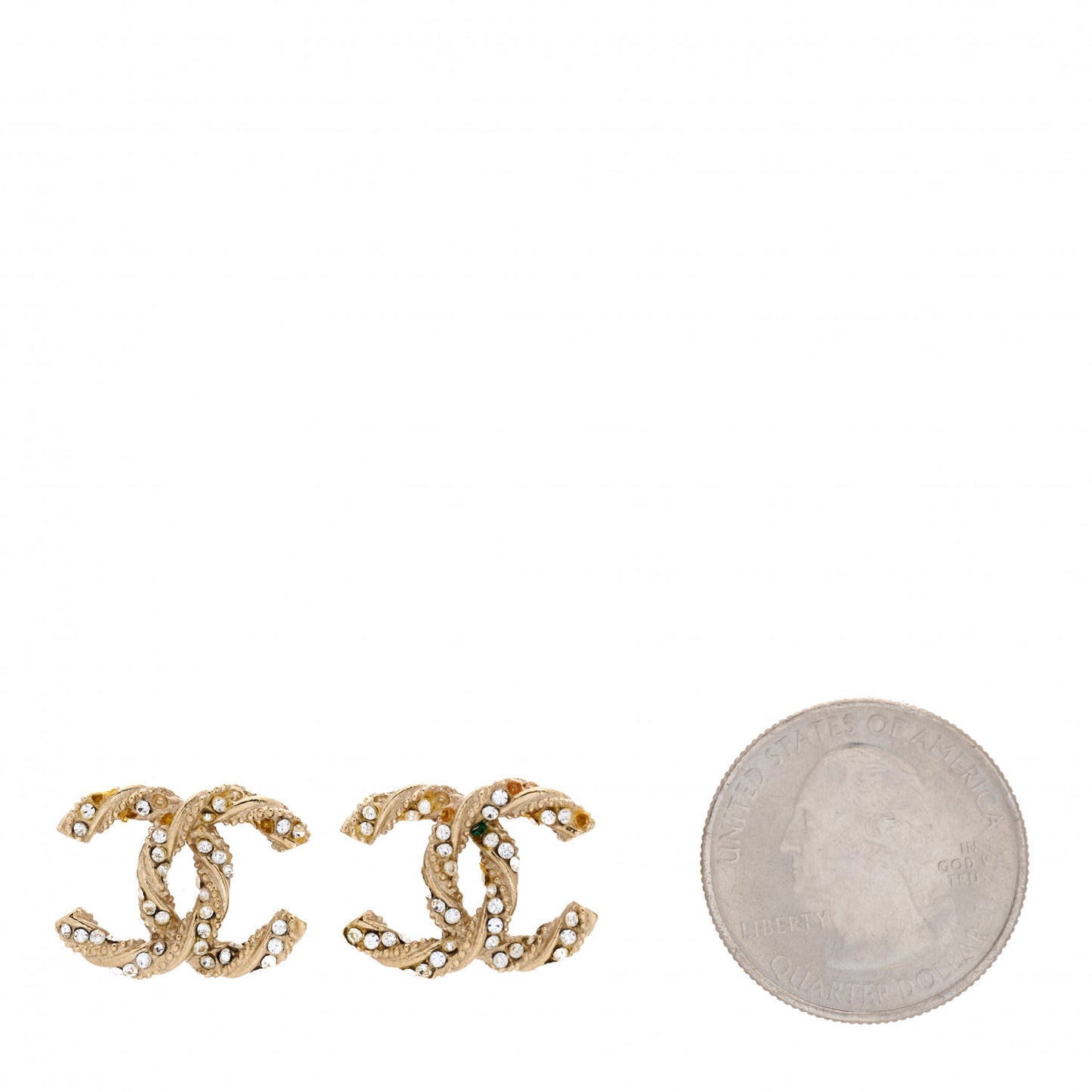 Crystal Twisted CC Earrings Gold