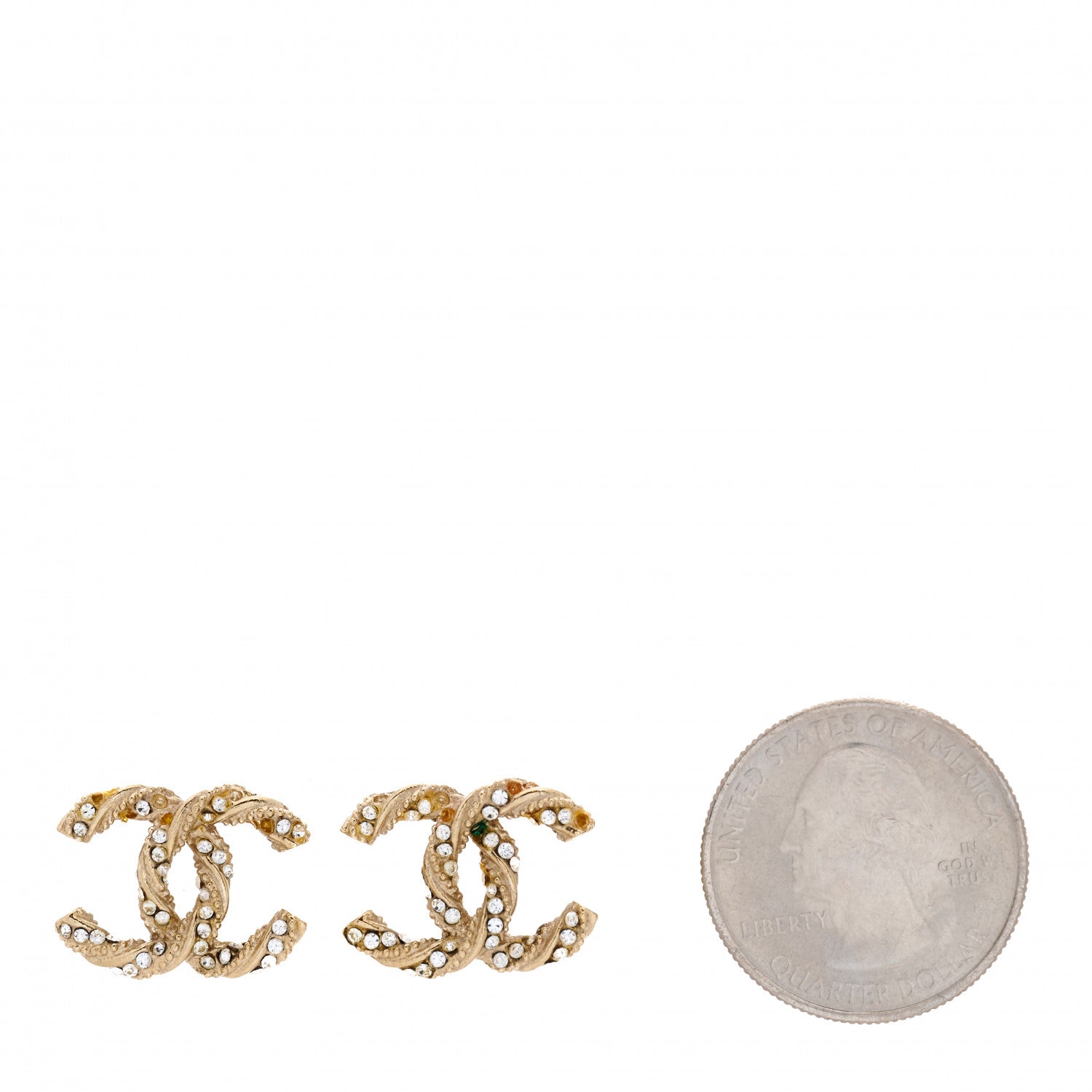 Chanel Crystal Twisted CC Earrings Gold 2 of 7