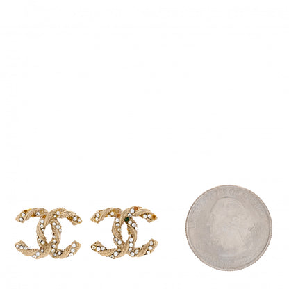 Chanel Crystal Twisted CC Earrings Gold 2 of 7