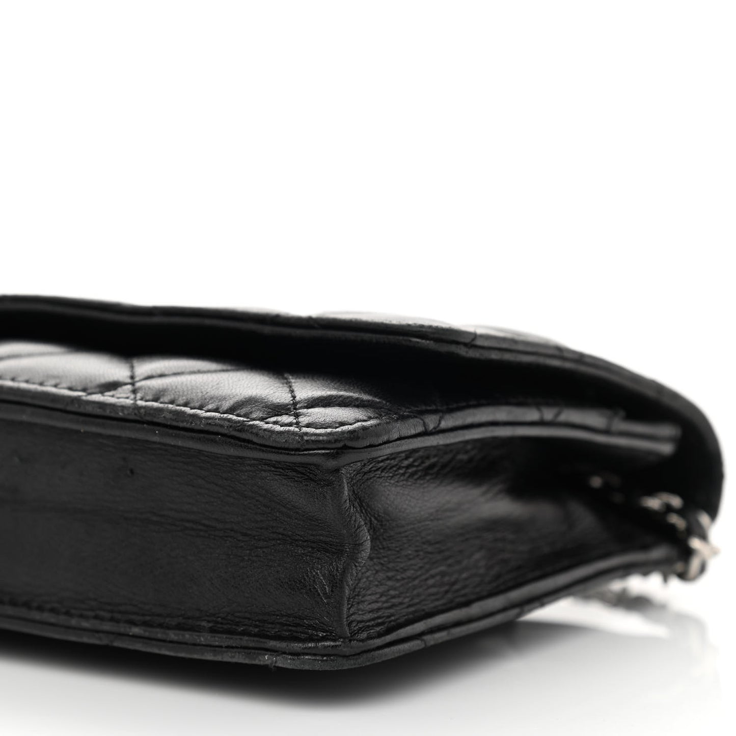 Lambskin Quilted Wallet On Chain WOC Black