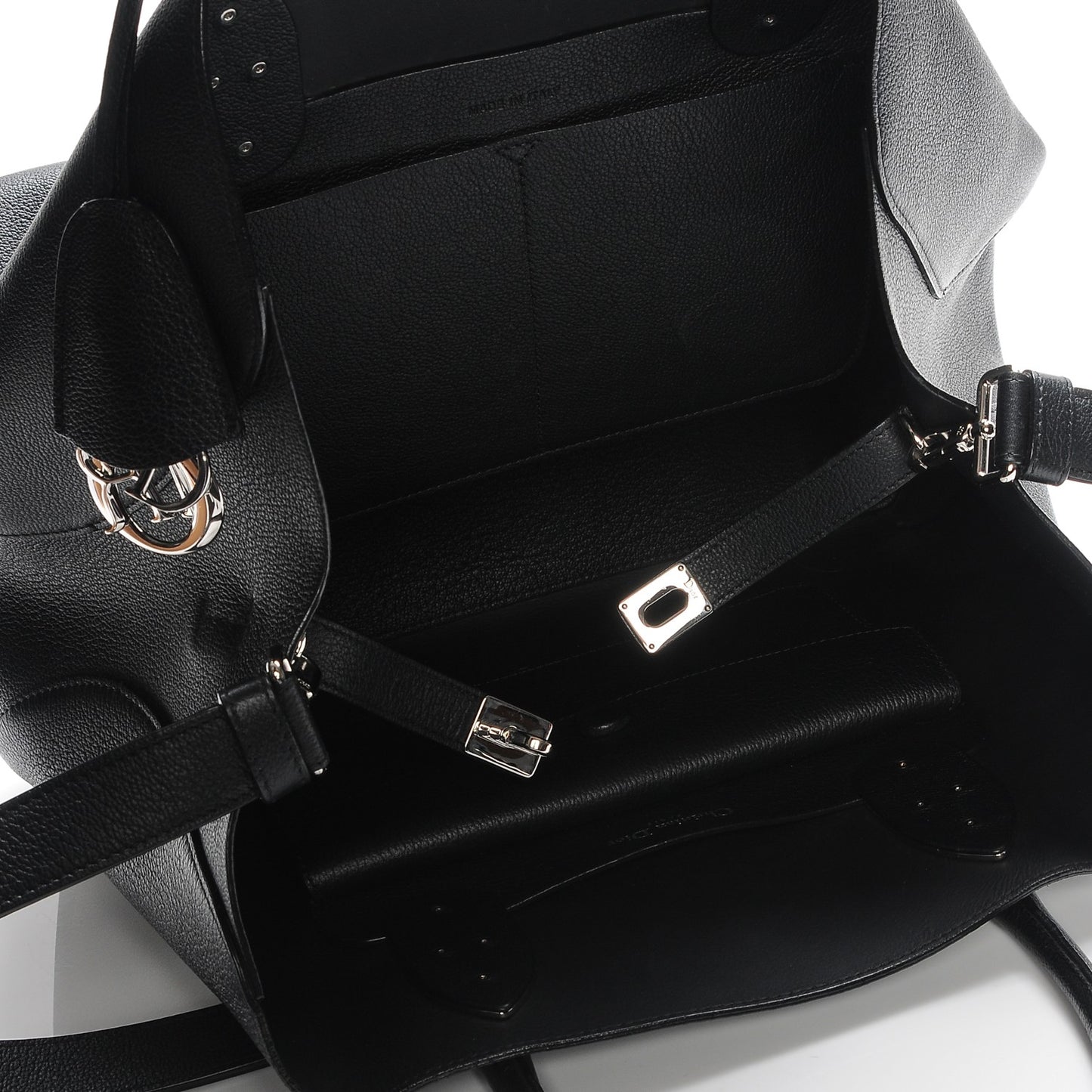 Supple Grained Calfskin Large Open Bar Tote Black