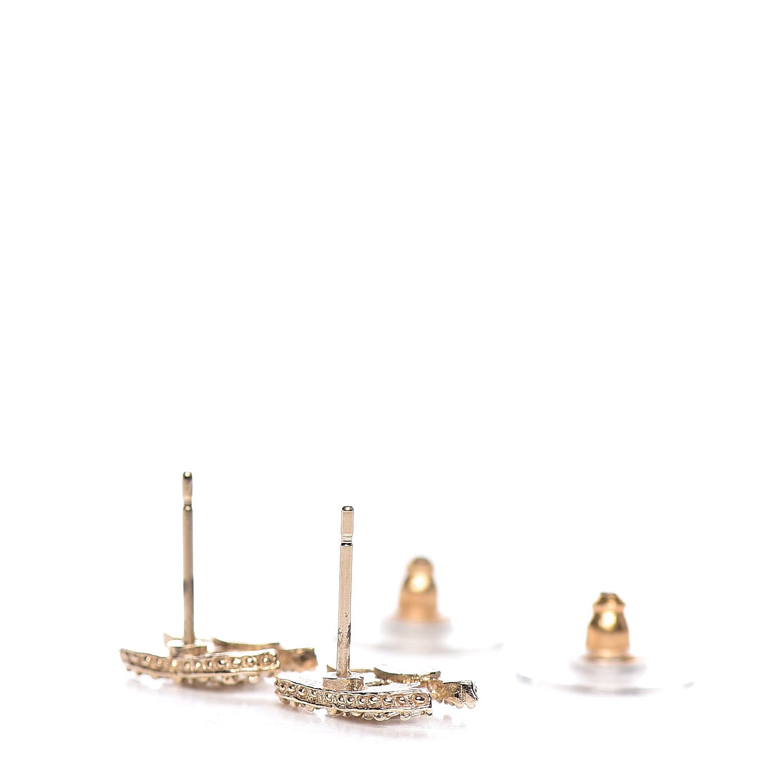 Chanel Crystal CC Earrings Gold 4 of 5
