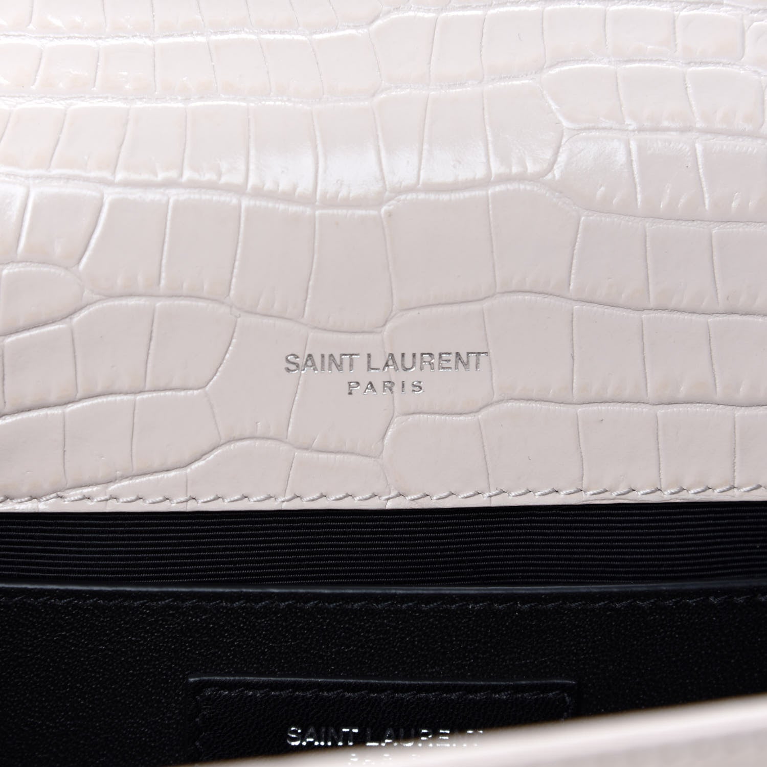 Saint Laurent Calfskin Crocodile Embossed Medium Classic Monogram Kate Tassel Satchel Powder Pink 9 of 10