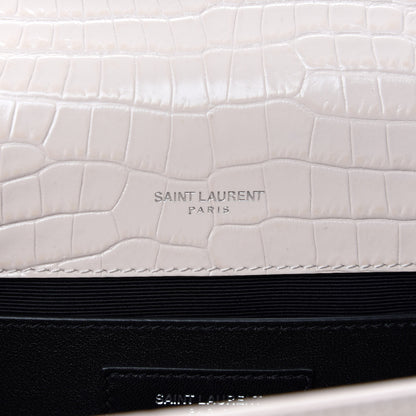Saint Laurent Calfskin Crocodile Embossed Medium Classic Monogram Kate Tassel Satchel Powder Pink 9 of 10