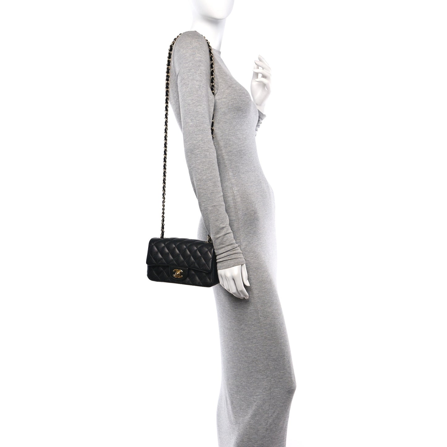 Caviar Quilted Mini Rectangular Flap Black