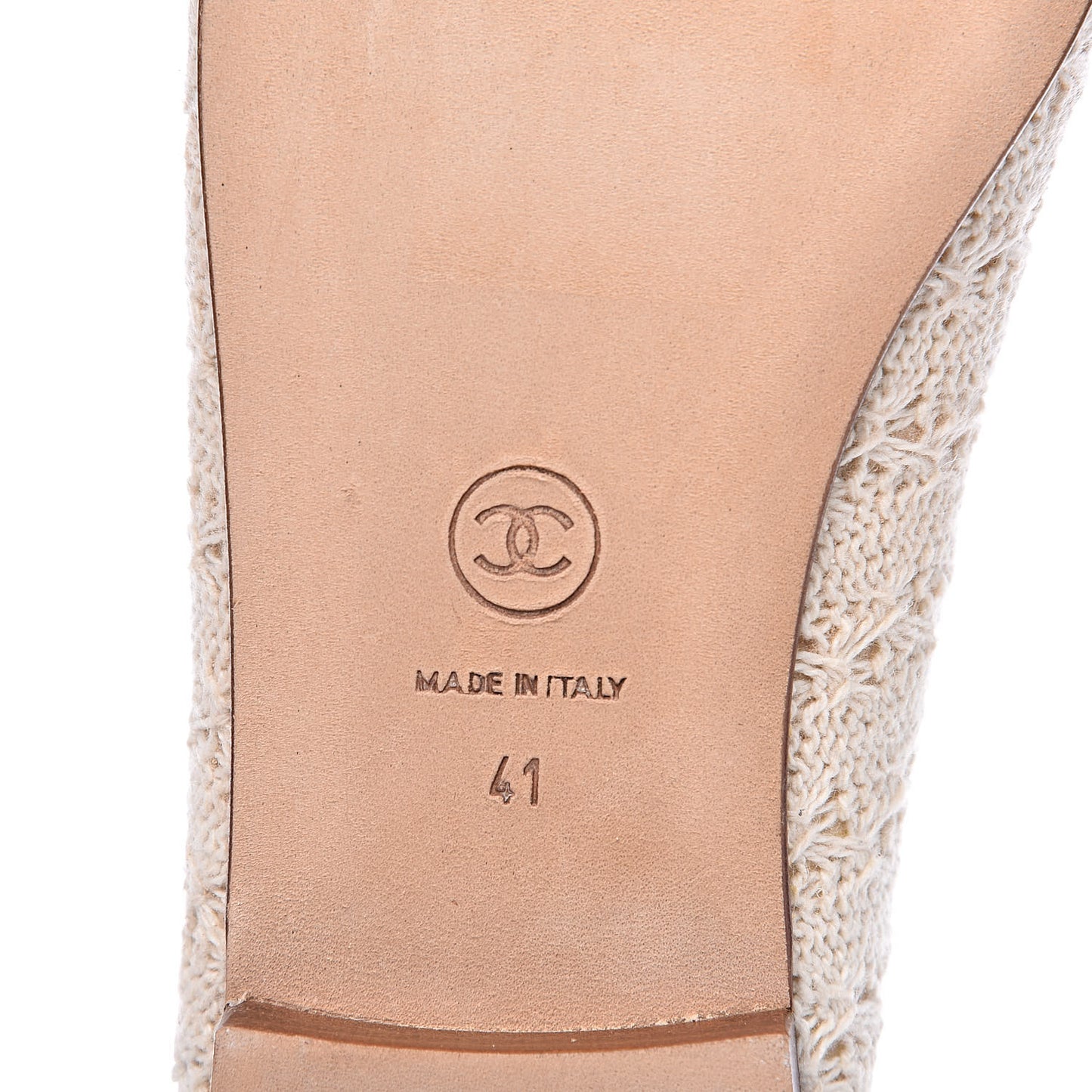 Crochet Cap Toe Ballerina Flats 41 Light Beige