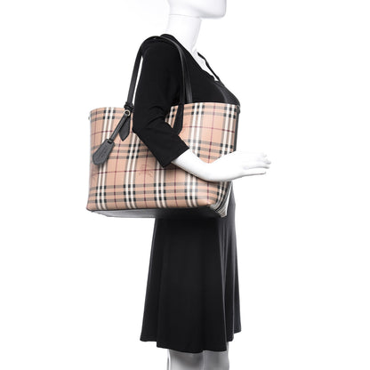 Burberry Grainy Calfskin Haymarket Check Medium Reversible Tote Black 2 of 16