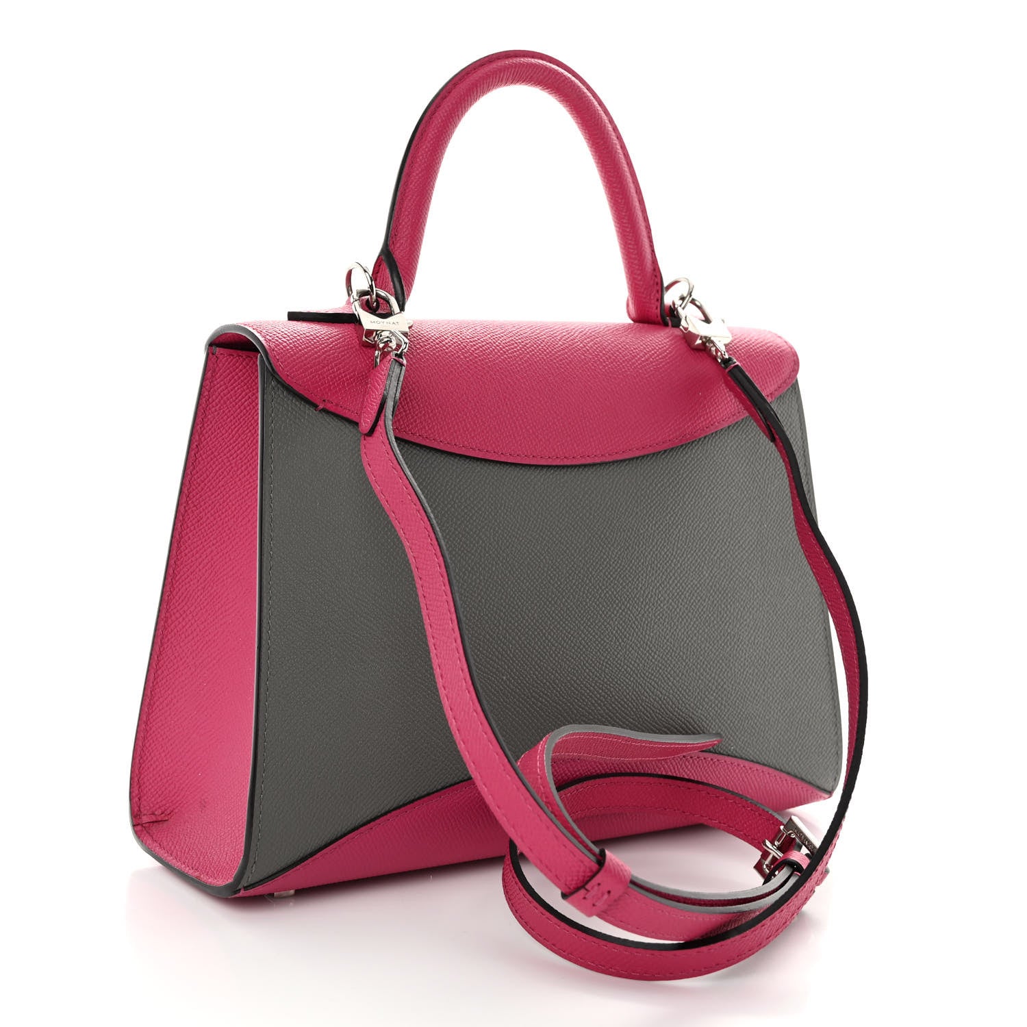 Moynat Carat Calfskin Bicolor Gabrielle PM Fuchsia Tourterelle 3 of 10
