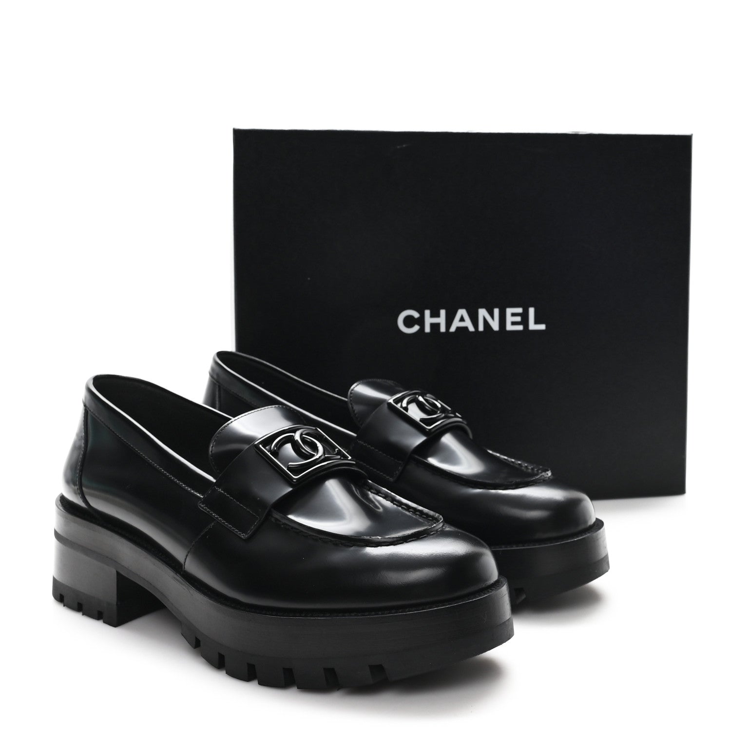 Chanel Calfskin Metal CC Loafers 40.5 Black 10 of 10