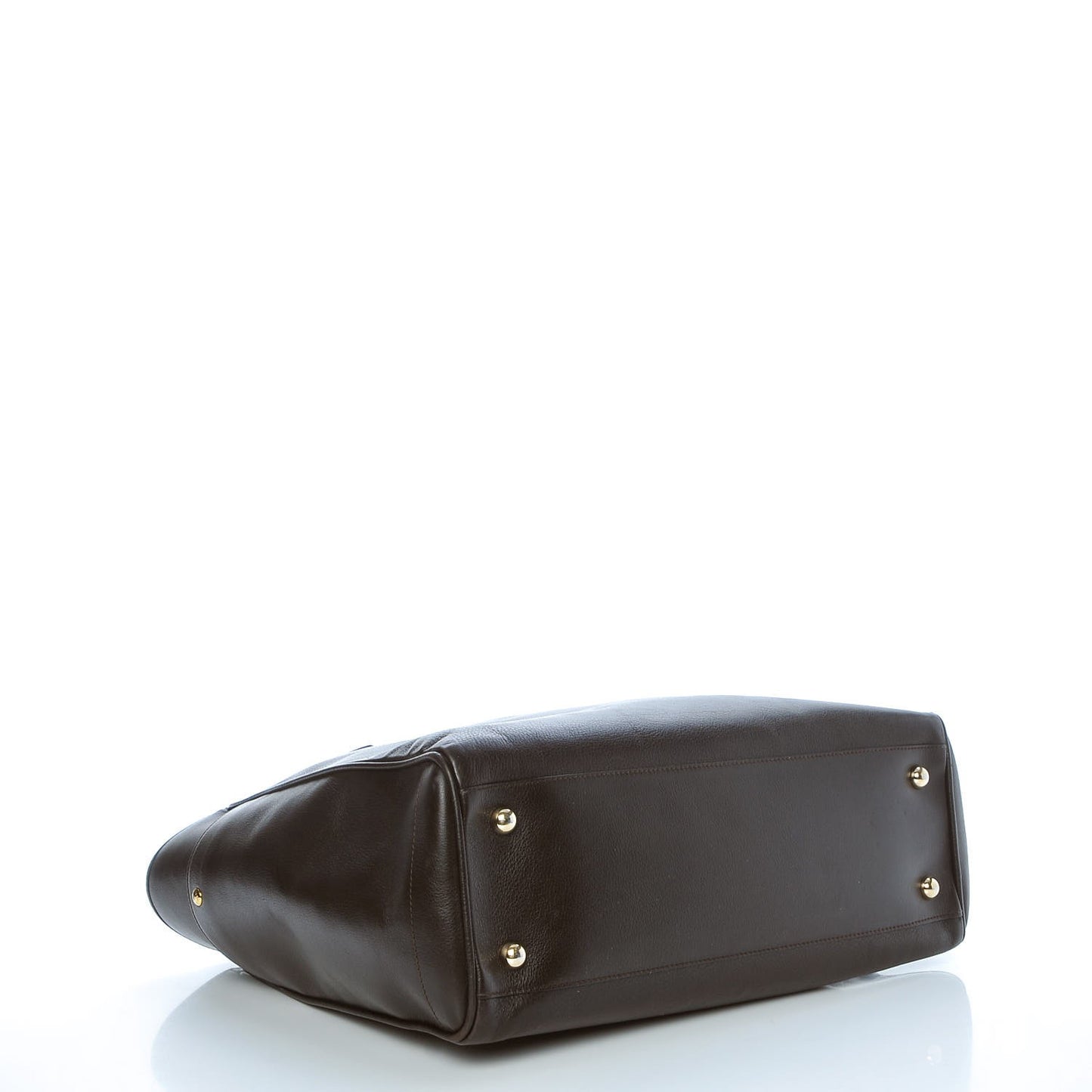 Calfskin Embossed Logo Shopper Tote Brown