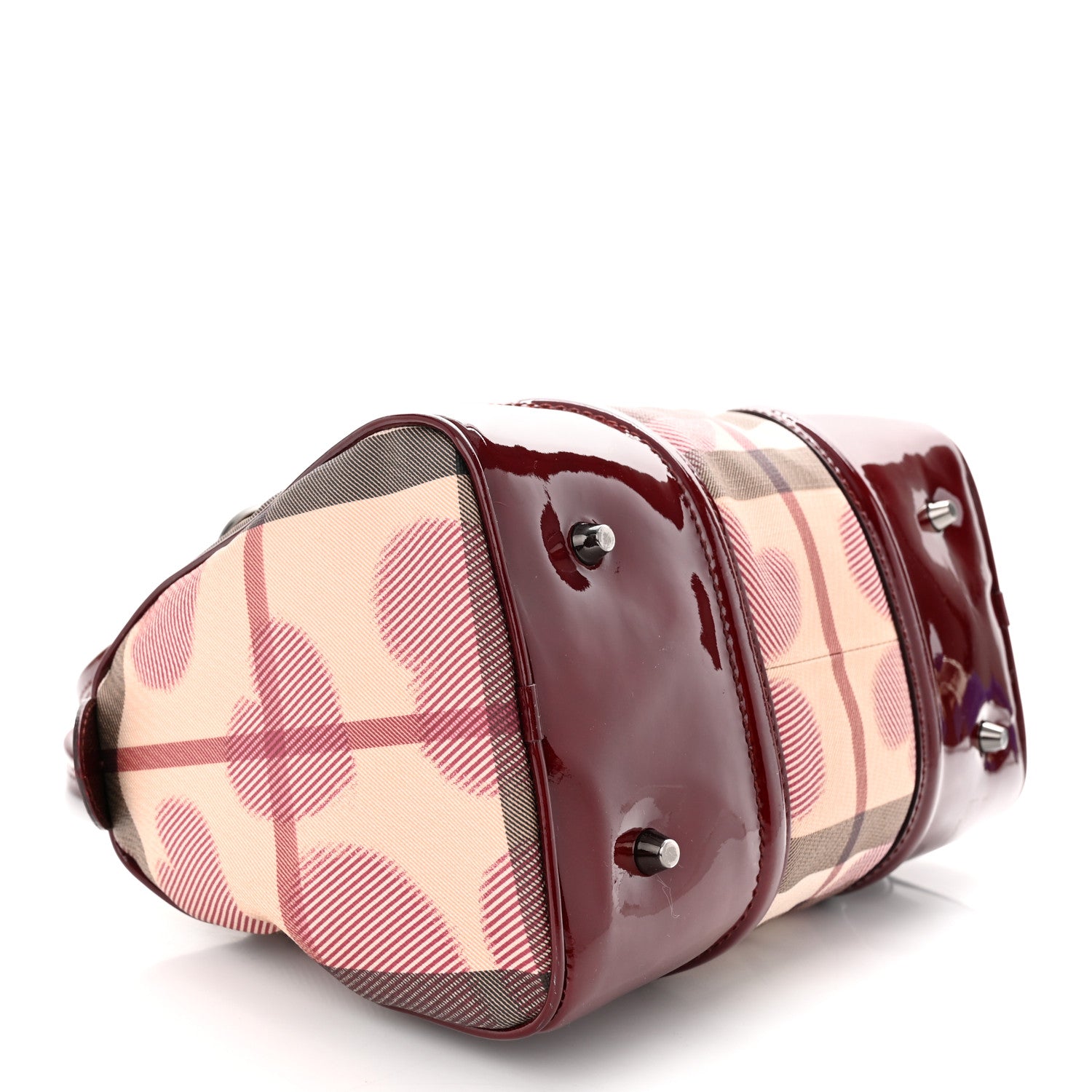 Burberry Nova Check Heart Small Chester Bowling Bag Berry Red 4 of 10