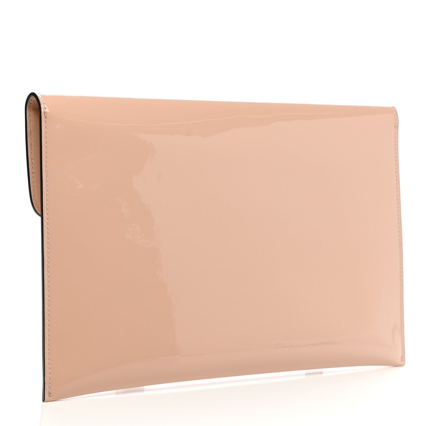 Patent Skull Lock Envelope Clutch Nude