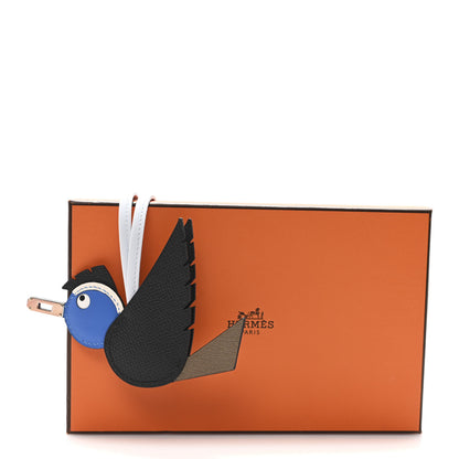 Hermes Epsom Swift Chevre Mysore Birdy Bag Charm Black Etoupe Bleu Hydra Bleu Brume 5 of 5