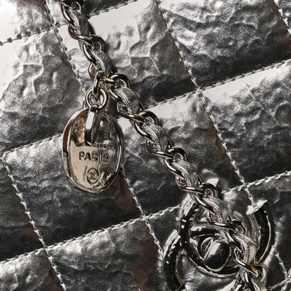 Chanel Hammered Metallic Calfskin Quilted Flap Silver 11 of 12