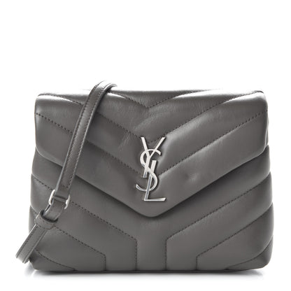 Saint Laurent Calfskin Y Quilted Monogram Toy Loulou Crossbody Bag Storm 1 of 10