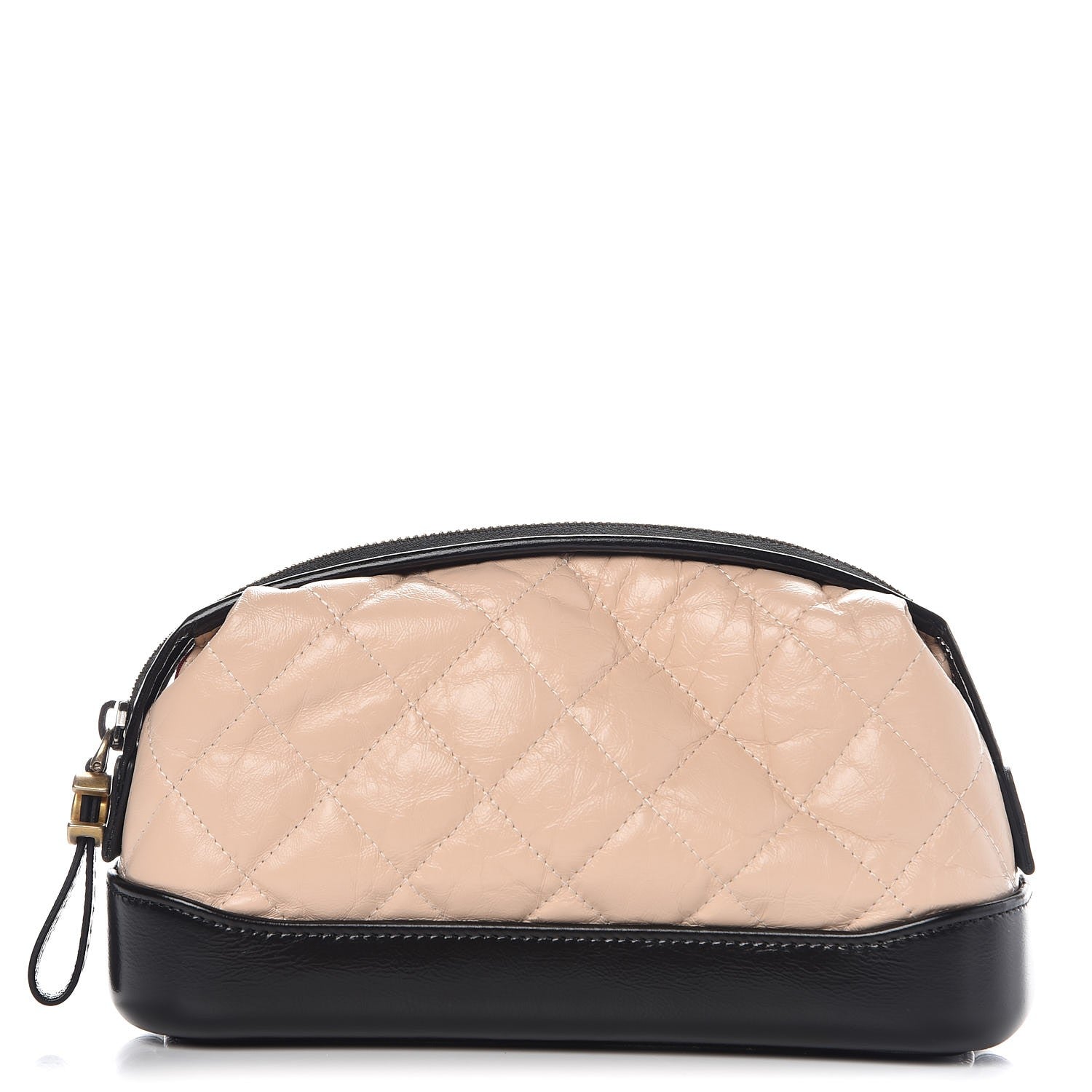 Chanel Aged Calfskin Quilted Gabrielle Classic Pouch Beige Black 1 of 9