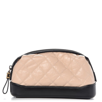Chanel Aged Calfskin Quilted Gabrielle Classic Pouch Beige Black 1 of 9
