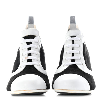Chanel Velvet Lace Up Short Boots 37.5 Black 2 of 8