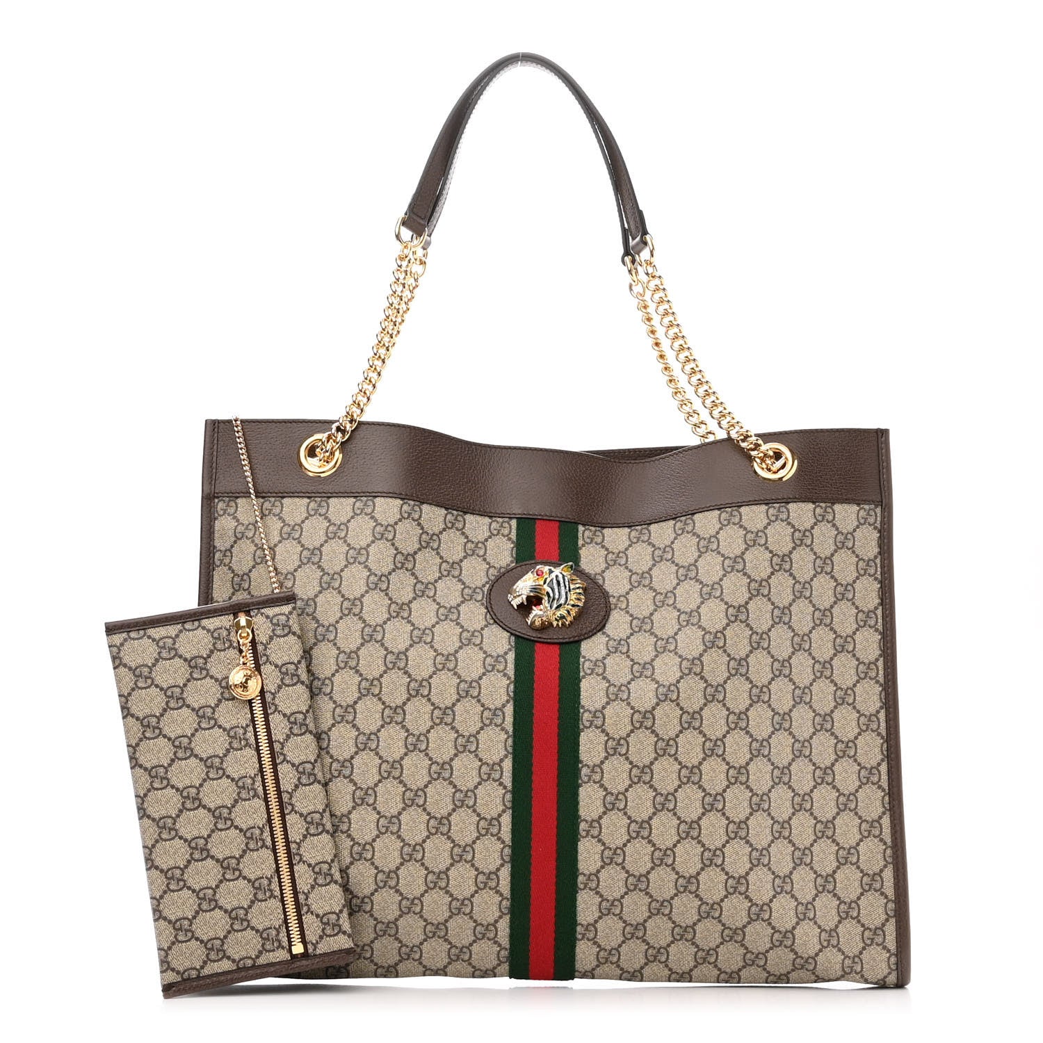 Gucci GG Supreme Monogram Large Rajah Chain Tote Beige New Acero 1 of 11