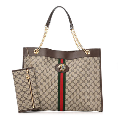 Gucci GG Supreme Monogram Large Rajah Chain Tote Beige New Acero 1 of 11