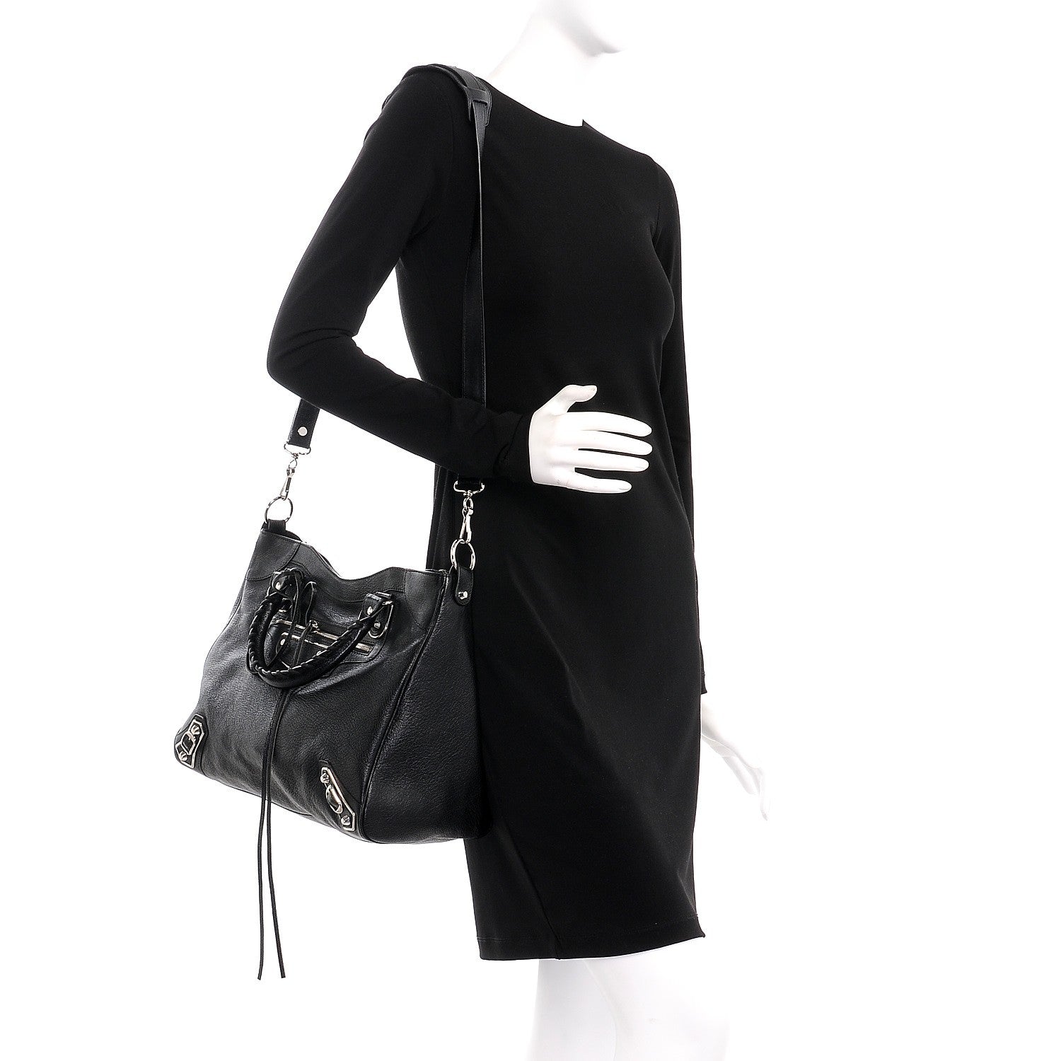 Balenciaga Chevre Silver Metallic Edge Hardware Velo Black 2 of 9