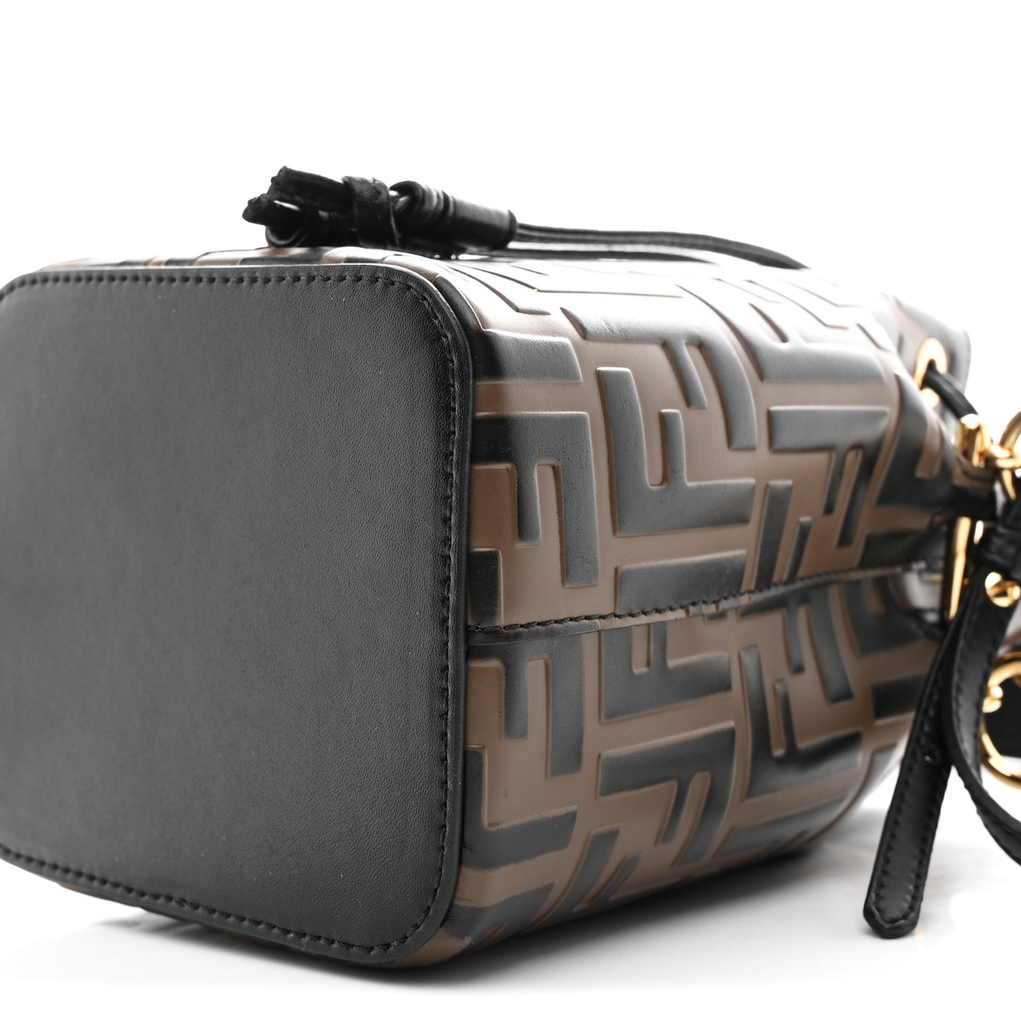 Vitello Liberty F is Fendi Bi-Color FF 1974 Embossed Mini Mon Tresor Bucket Bag Maya Black