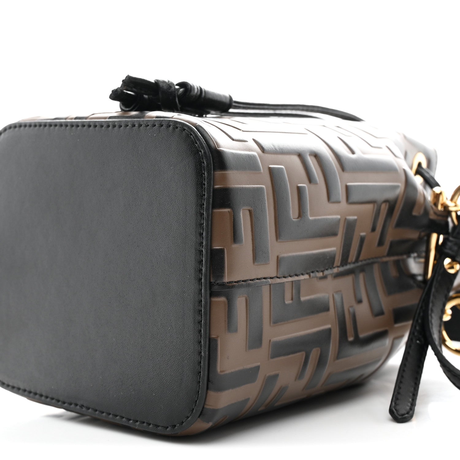 Fendi Vitello Liberty F is Fendi Bi-Color FF 1974 Embossed Mini Mon Tresor Bucket Bag Maya Black 10 of 10